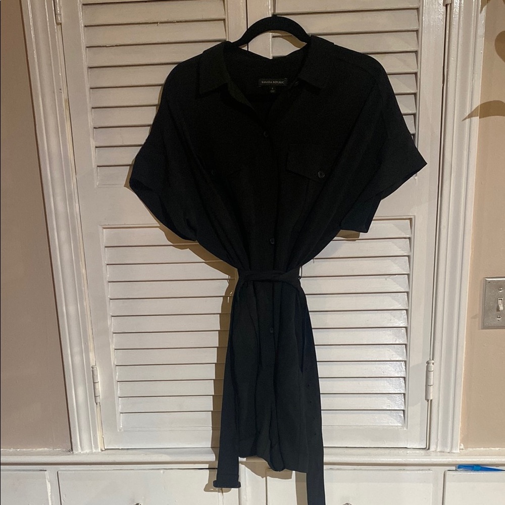 Banana Republic Black Button-Down Romper